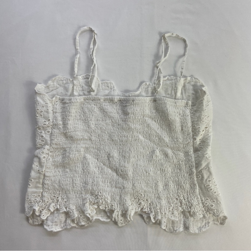 White Eyelet Lace Button-Front Camisole - Picture 3 of 8